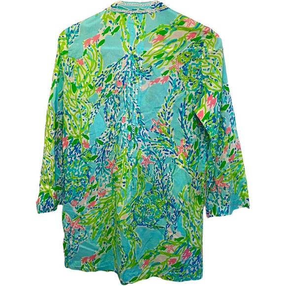 Lilly Pulitzer blue heaven Sarasota beaded tunic top S preppy beaded EUC - Picture 2 of 7